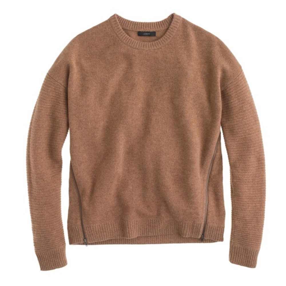 J CREW Lambswool zip sweater Brown